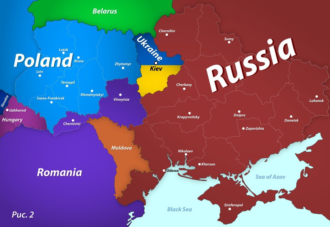 Медведев опубликовал карту Европы, где украинская территория отошла другимстранам